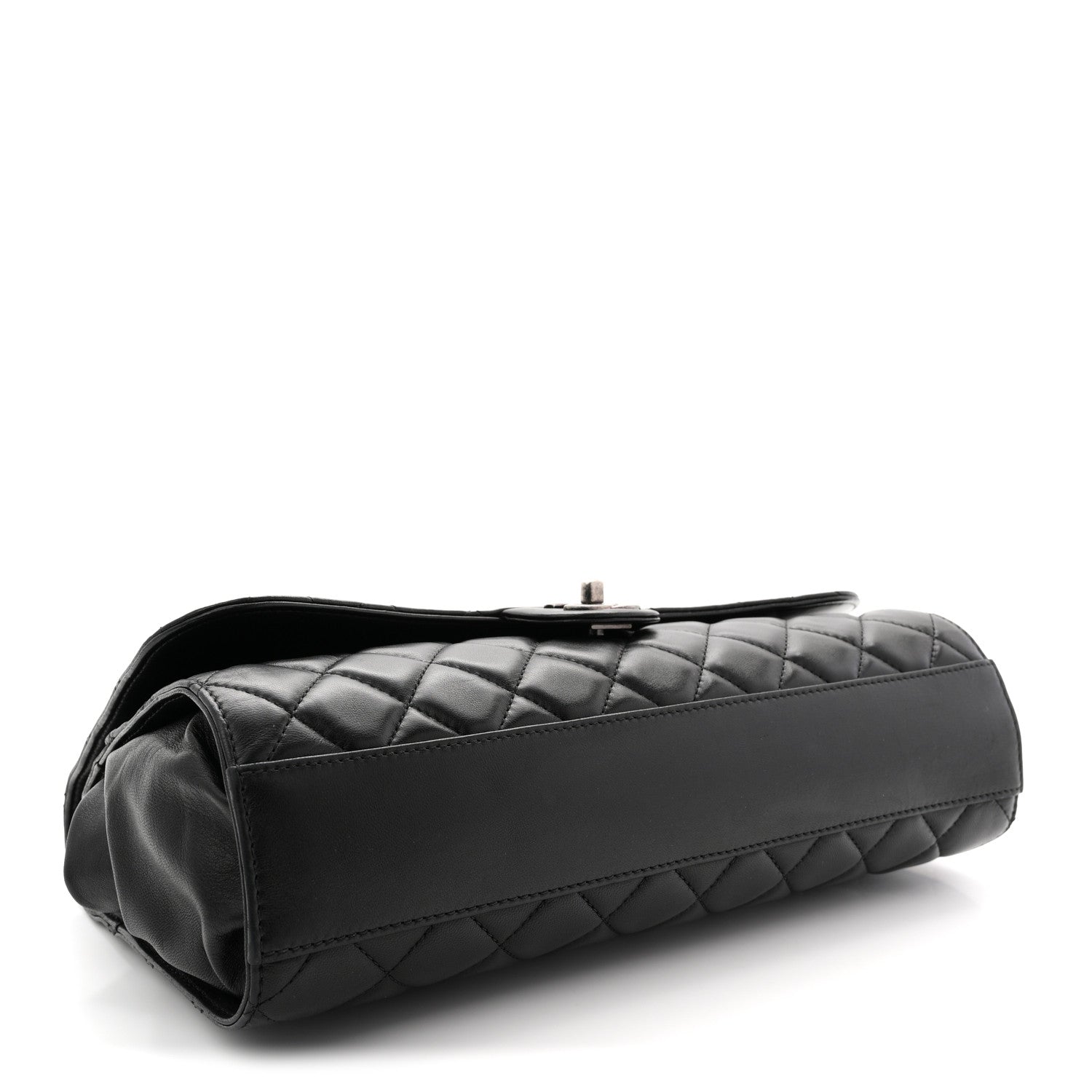 Chanel Lambskin Quilted Jumbo Grocery By Chanel Drawstring Shopping Bag Black 4 of 10