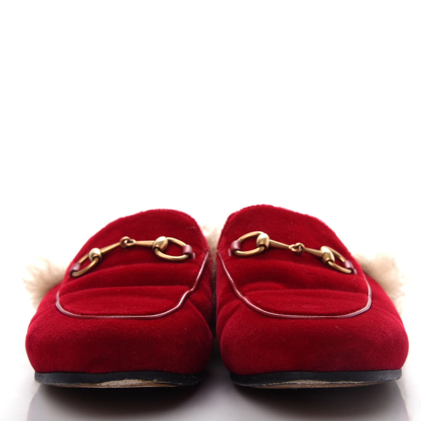 Velvet Fur Womens Princetown Slippers 35.5 Hibiscus Red