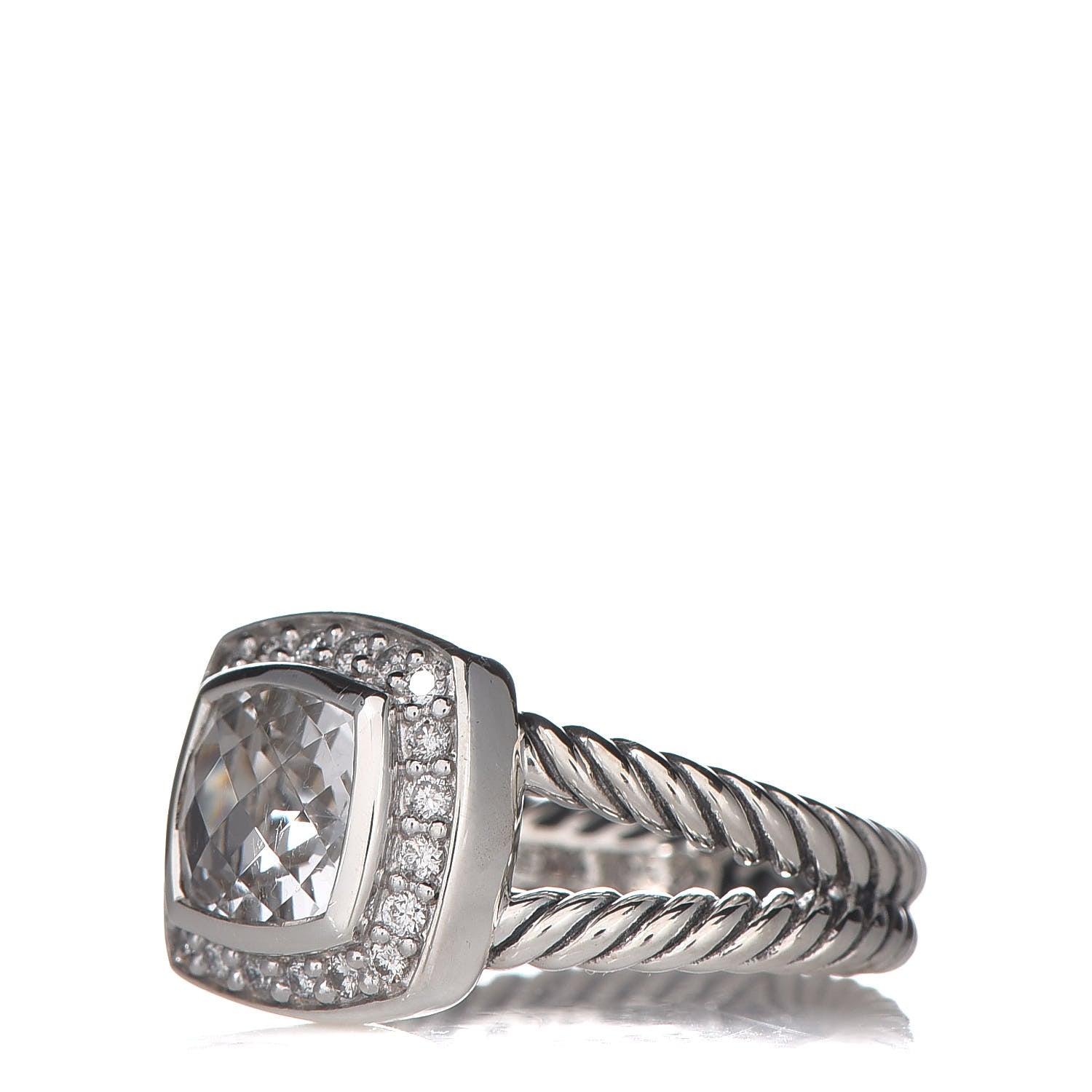David Yurman Sterling Silver Diamond White Topaz 7mm Petite Albion Ring 48 4.5 3 of 6