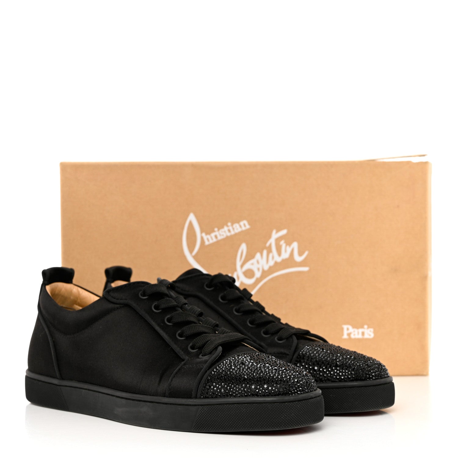 Christian Louboutin Satin Strass Louis Junior Flat Sneakers 43 Black 12 of 12