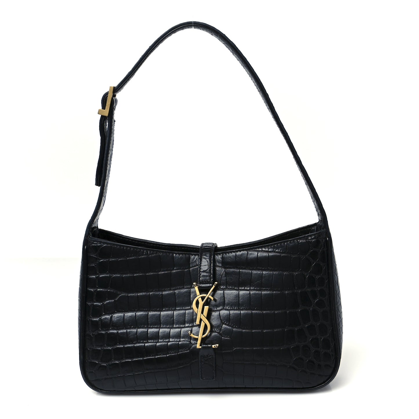 Calfskin Crocodile Embossed LE 5 A 7 Hobo Black