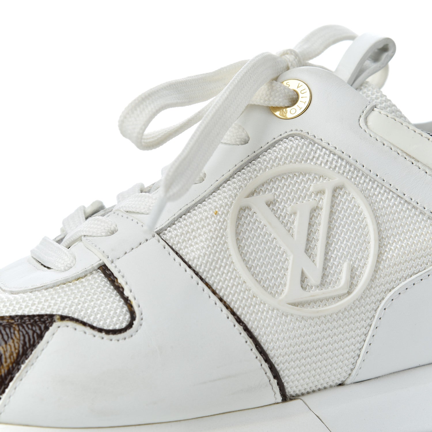 Louis Vuitton Suede Monogram Run Away Sneakers 37 White 4 of 18