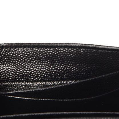 Saint Laurent Grain De Poudre Matelasse Chevron Small Monogram Envelope Wallet Black 7 of 9