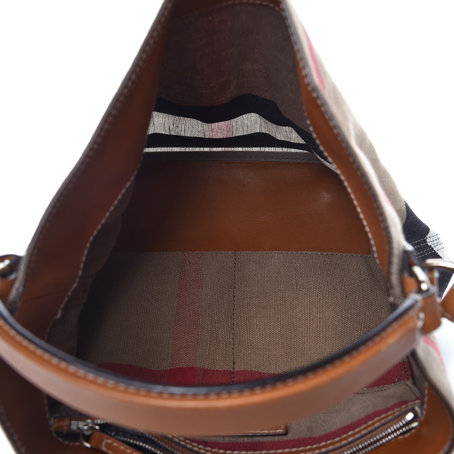 Burberry Canvas Mega Check Medium Ashby Hobo Saddle Brown 6 of 10