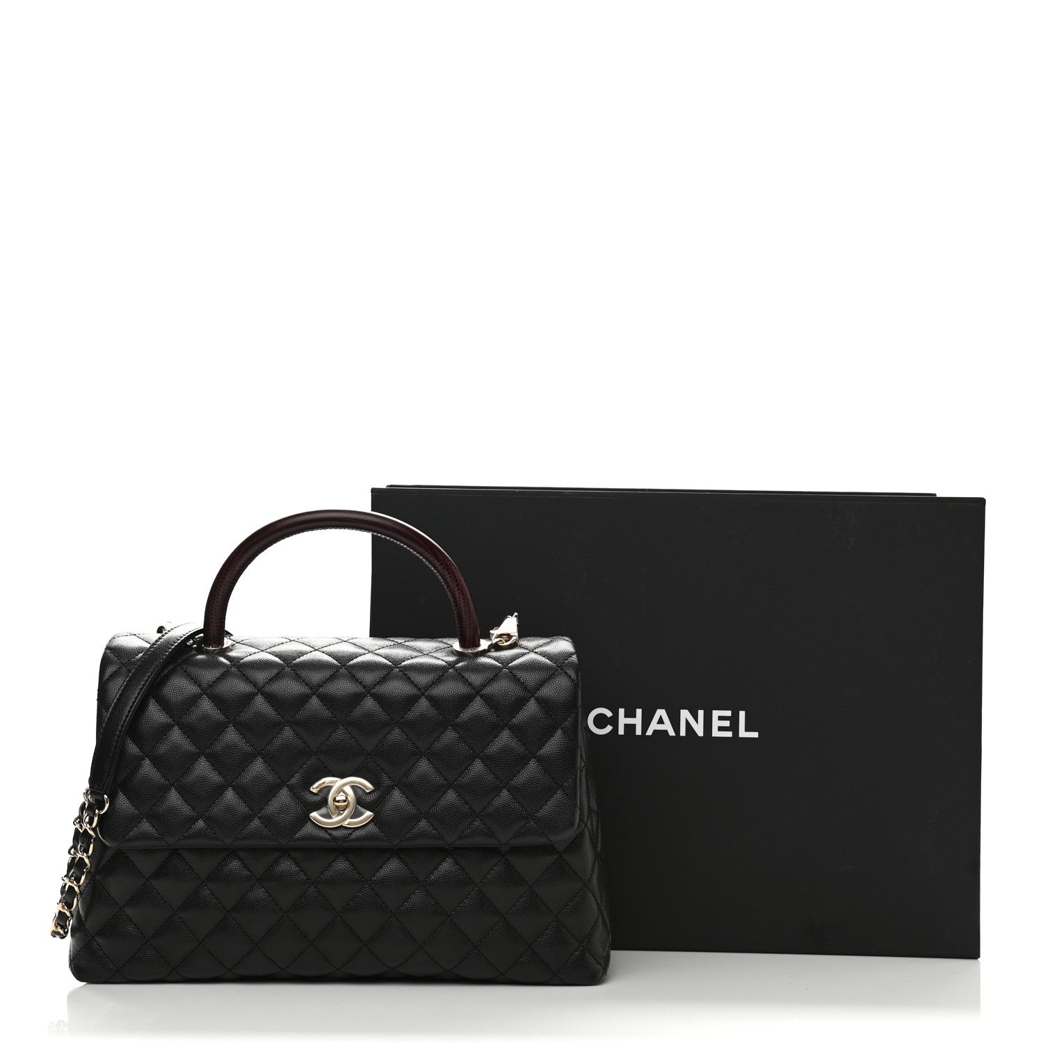 Chanel Caviar Lizard Embossed Quilted Medium Coco Handle Flap Black 11 of 11