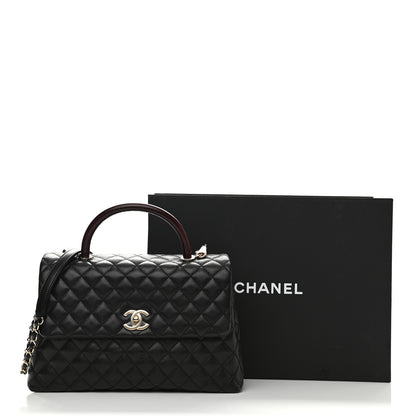 Chanel Caviar Lizard Embossed Quilted Medium Coco Handle Flap Black 11 of 11