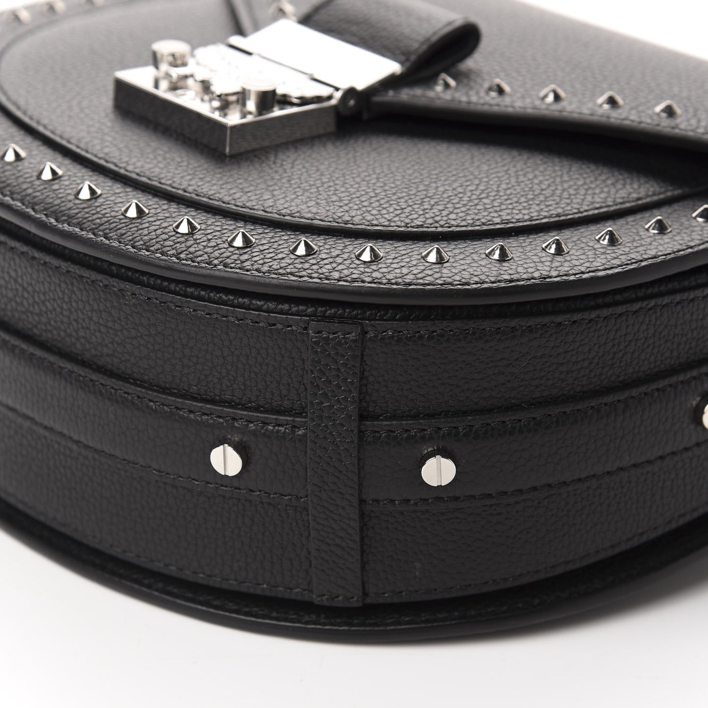 Grained Calfskin Small Patricia Studded Crossbody Bag Black