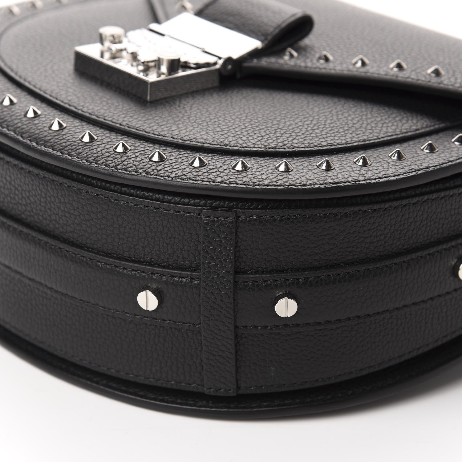 MCM Grained Calfskin Small Patricia Studded Crossbody Bag Black 7 of 10
