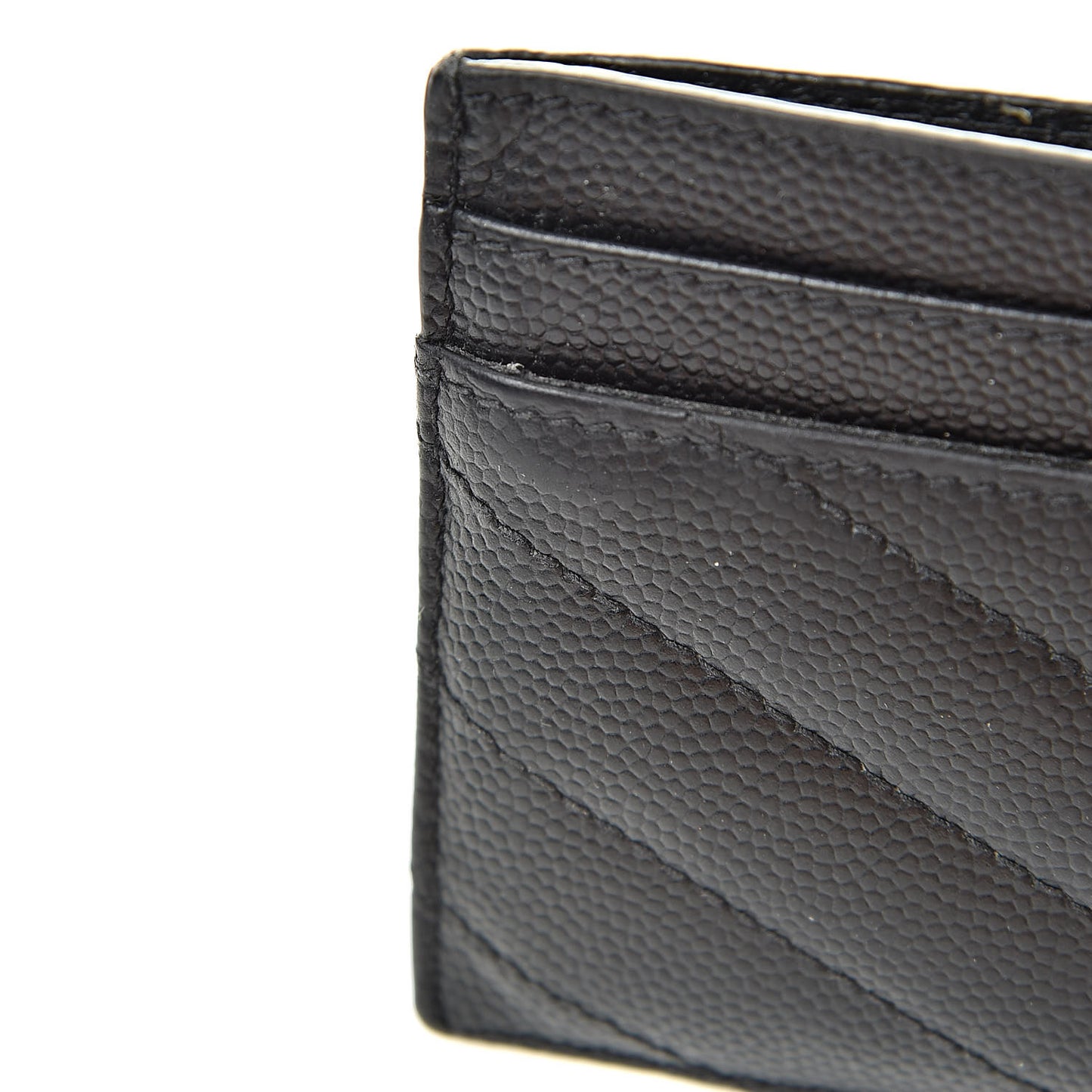 Grain De Poudre Matelasse Chevron Monogram Credit Card Case Black
