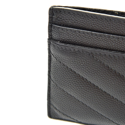 Saint Laurent Grain De Poudre Matelasse Chevron Monogram Credit Card Case Black 10 of 15