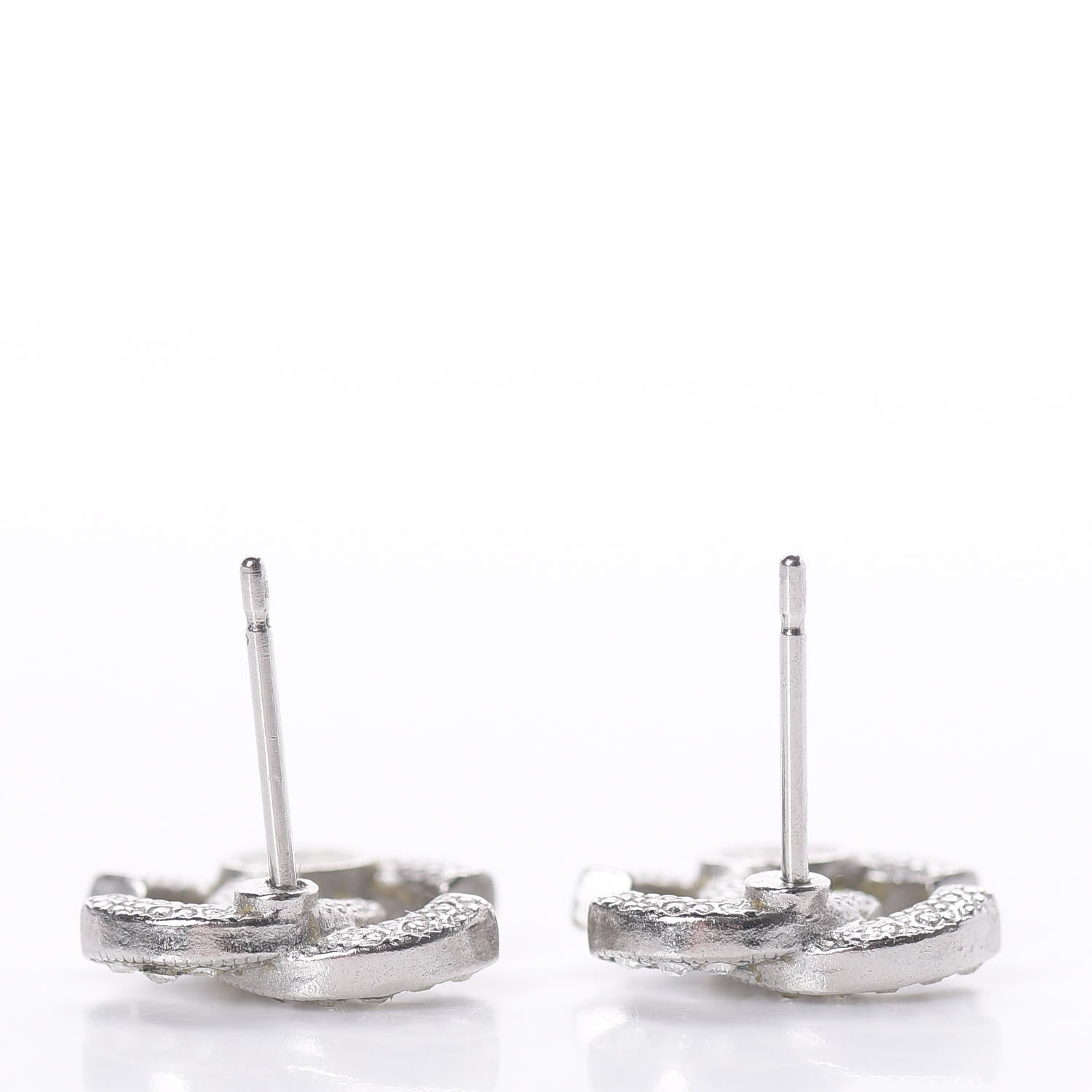 Chanel Crystal Mini Timeless CC Earrings Silver 3 of 5