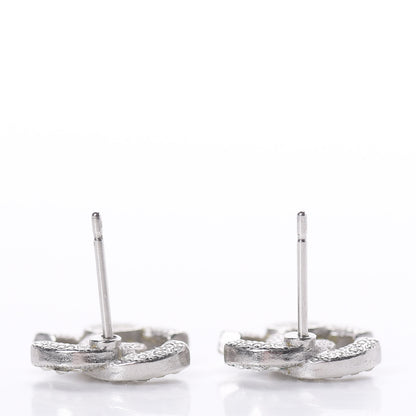 Chanel Crystal Mini Timeless CC Earrings Silver 3 of 5