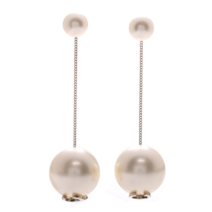 Chanel Pearl CC Chain Drop Earrings Gold 1 of 5