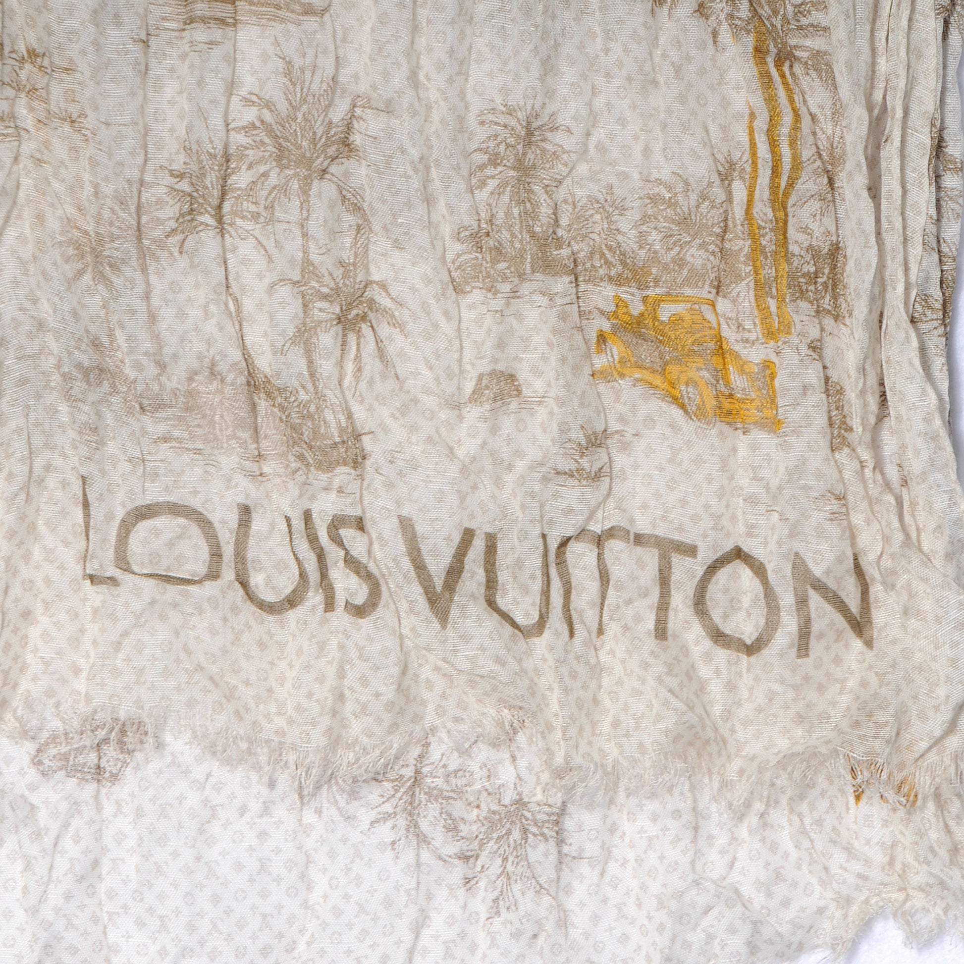 Louis Vuitton Cotton Linen Toile Etole De Louis Pareo Beige 5 of 7