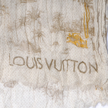 Louis Vuitton Cotton Linen Toile Etole De Louis Pareo Beige 5 of 7