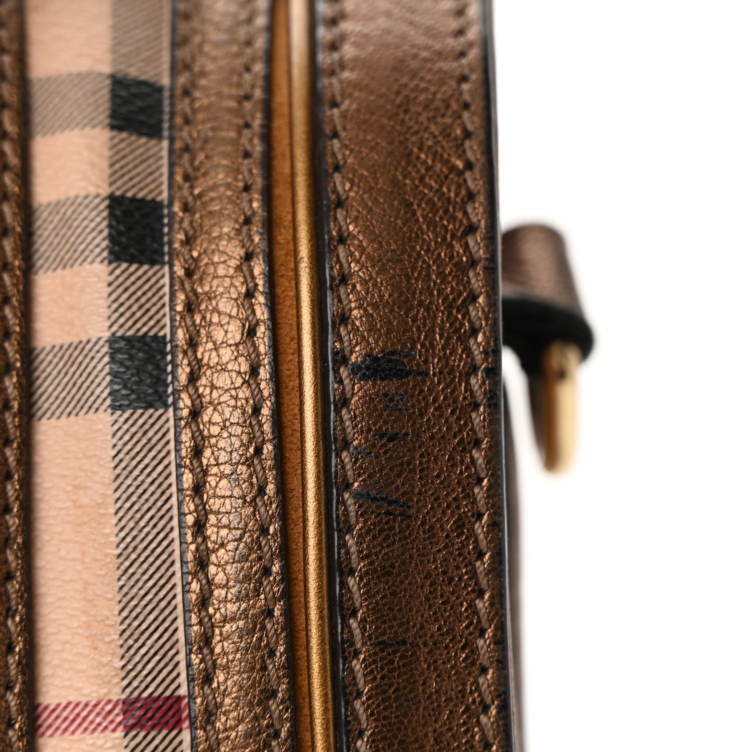 Burberry Haymarket Check Medium Alchester Bowling Bag Bronze 12 of 13