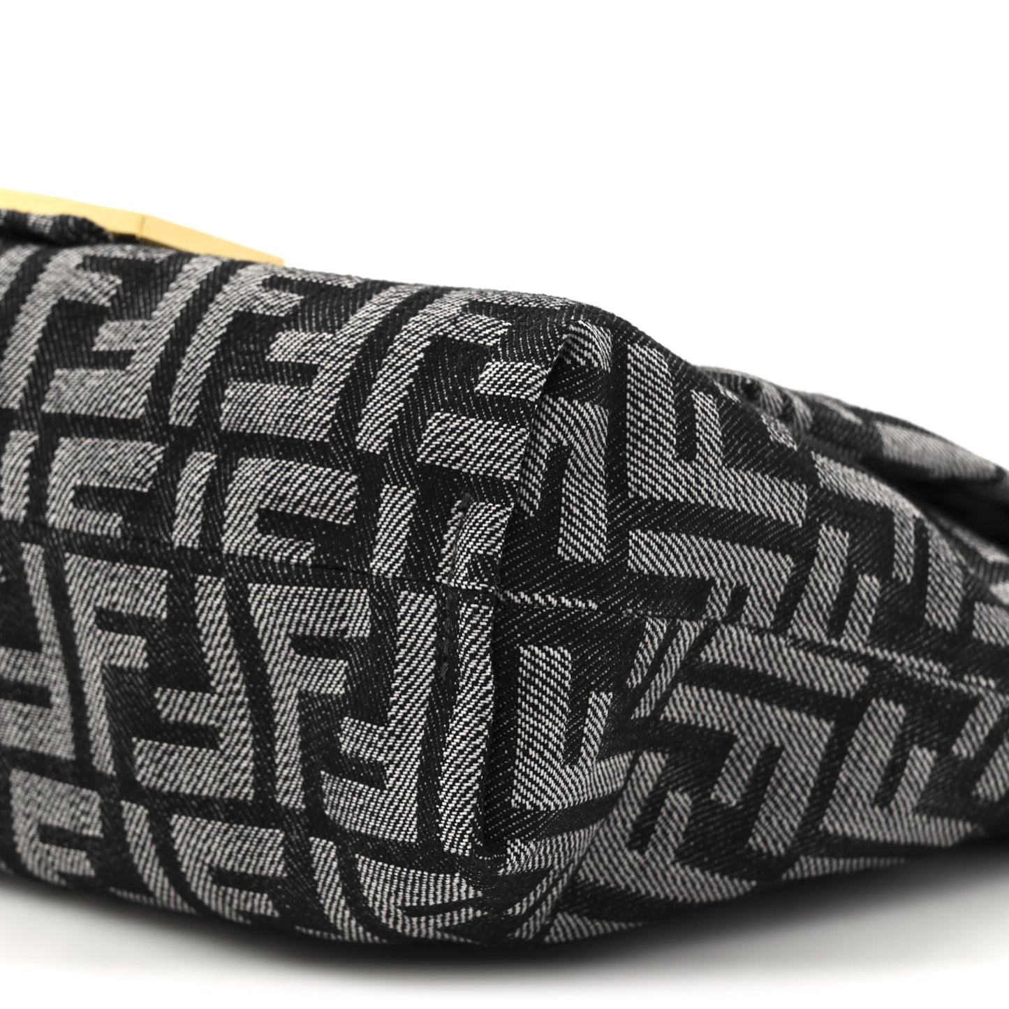 Denim Effect Fabric Jacquard FF Vitello Grace Medium Mamma Baguette Dark Blue