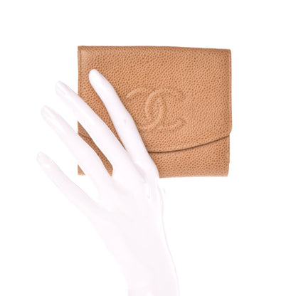 Chanel Caviar Timeless CC Compact French Wallet Beige 2 of 16
