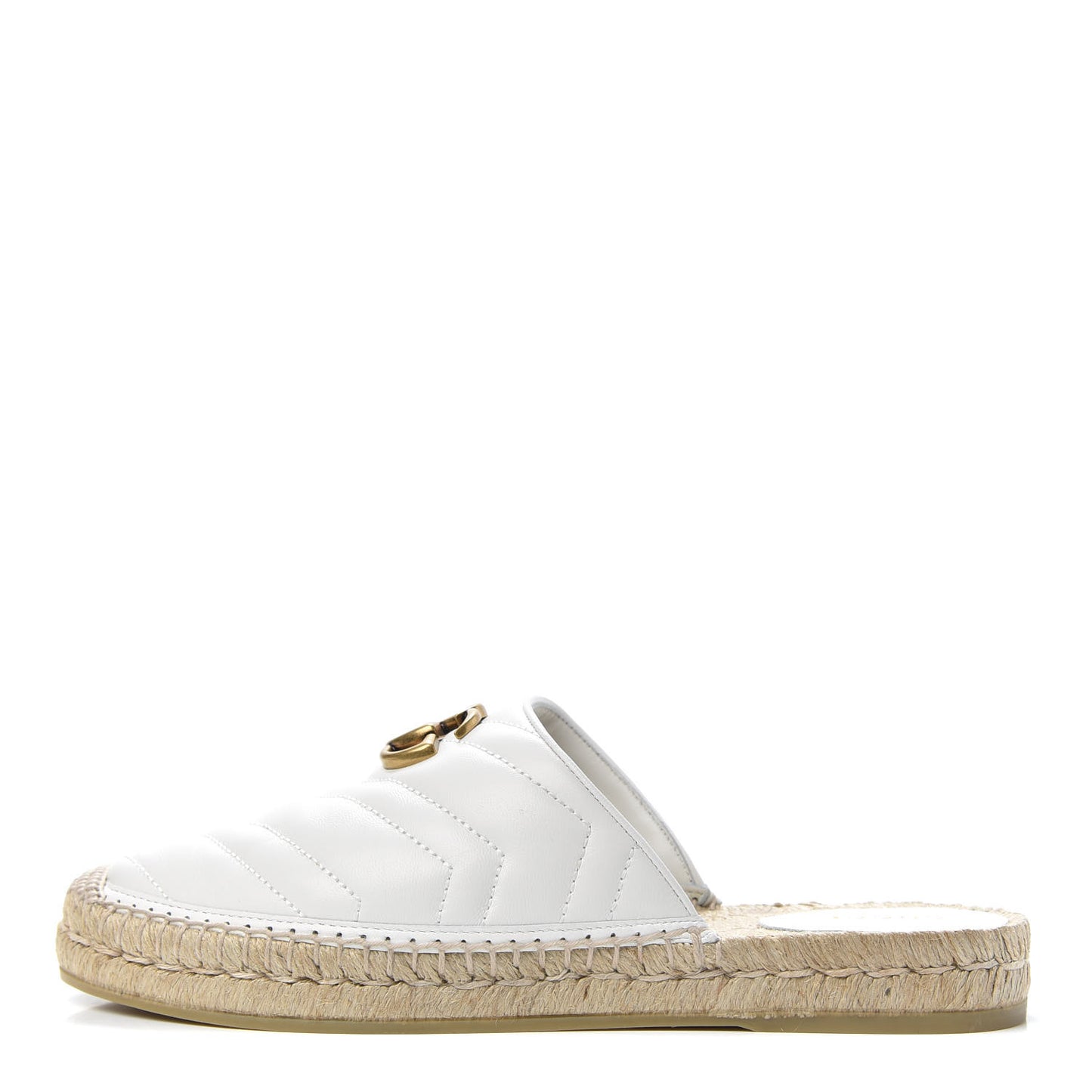Nappa Matelasse GG Marmont Espadrille Slippers 38 Great White
