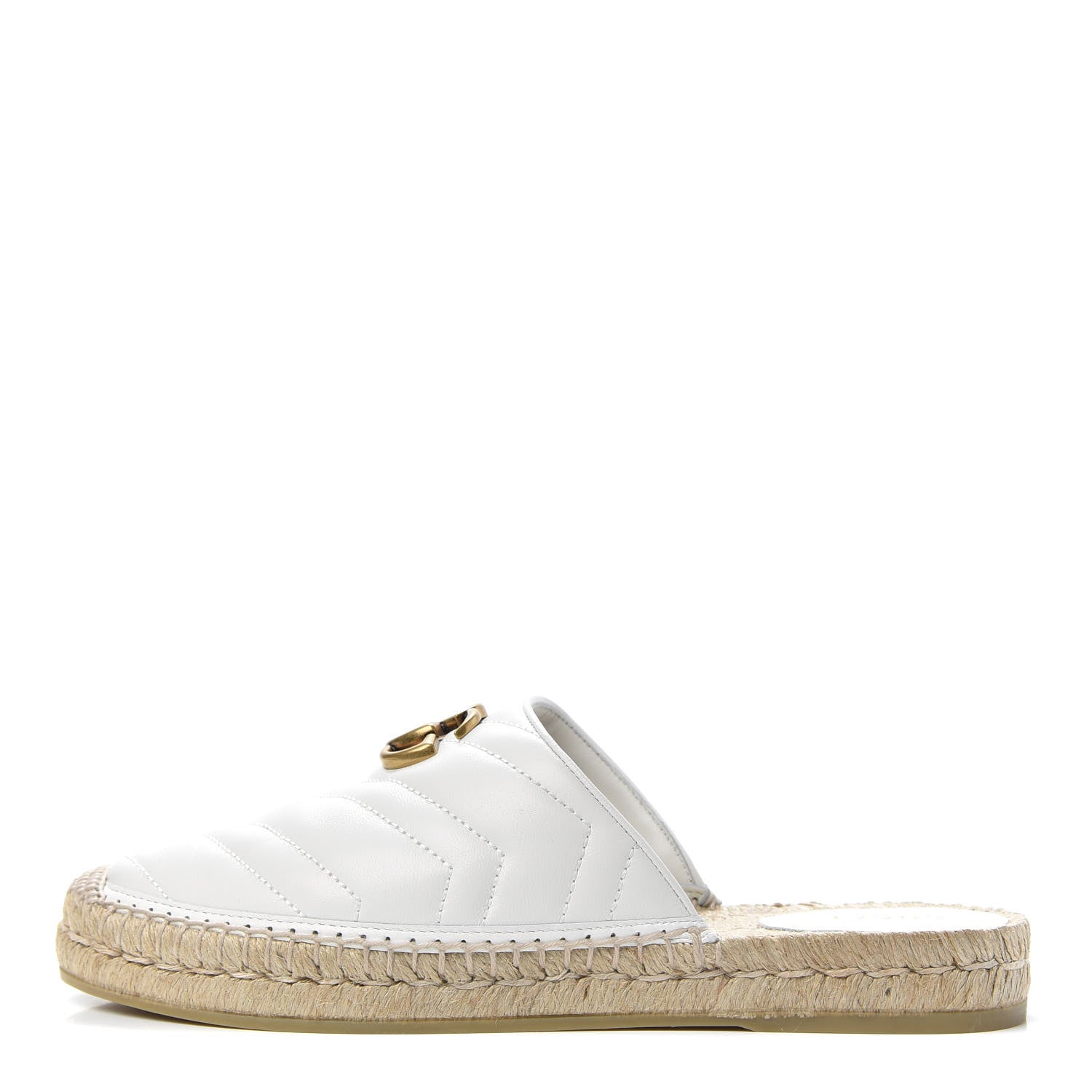 Gucci Nappa Matelasse GG Marmont Espadrille Slippers 38 Great White 1 of 8