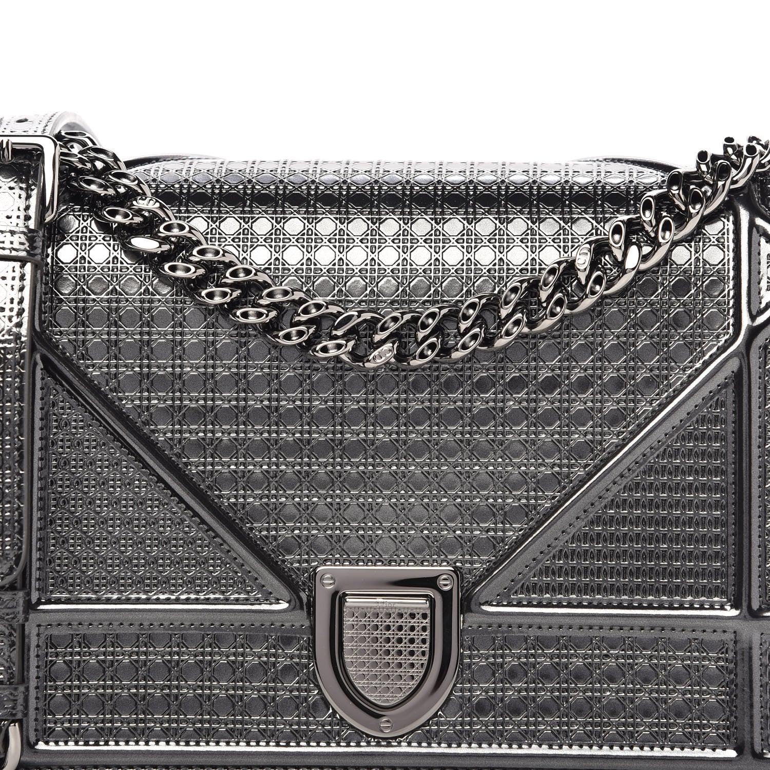 Christian Dior Metallic Patent Micro-Cannage Medium Diorama Flap Bag Onyx Black 10 of 12