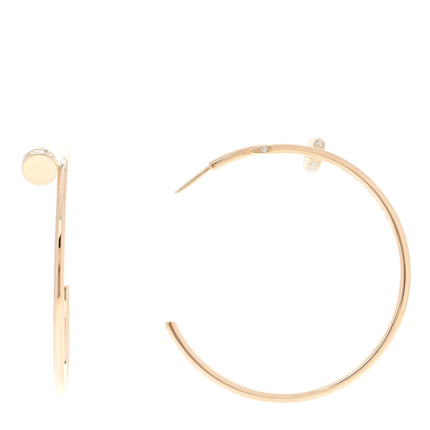 Cartier 18K Yellow Gold Diamond Juste Un Clou Hoop Earrings 1 of 4