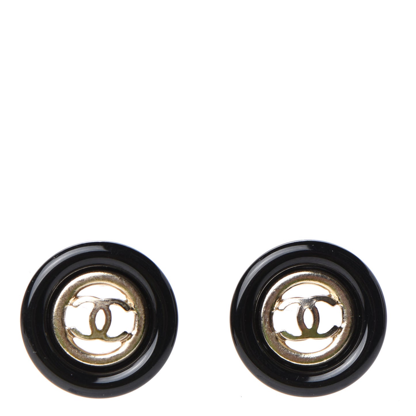 Resin CC Earrings Gold Black