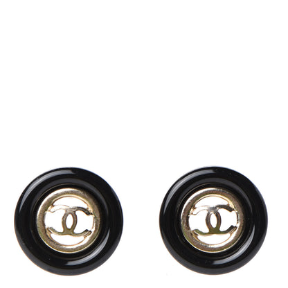 Chanel Resin CC Earrings Gold Black 1 of 5