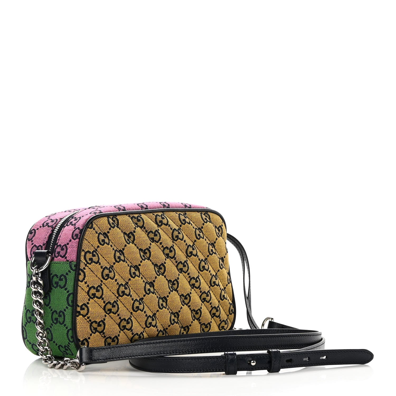 Gucci Monogram Multicolor Matelasse Diagonal Small GG Marmont Chain Shoulder Bag Red Blue Yellow Green Pink 2 of 9