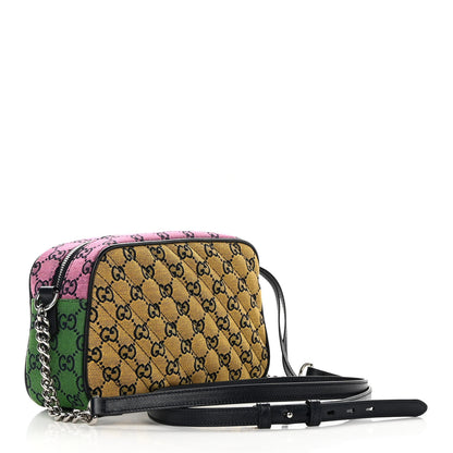Gucci Monogram Multicolor Matelasse Diagonal Small GG Marmont Chain Shoulder Bag Red Blue Yellow Green Pink 2 of 9