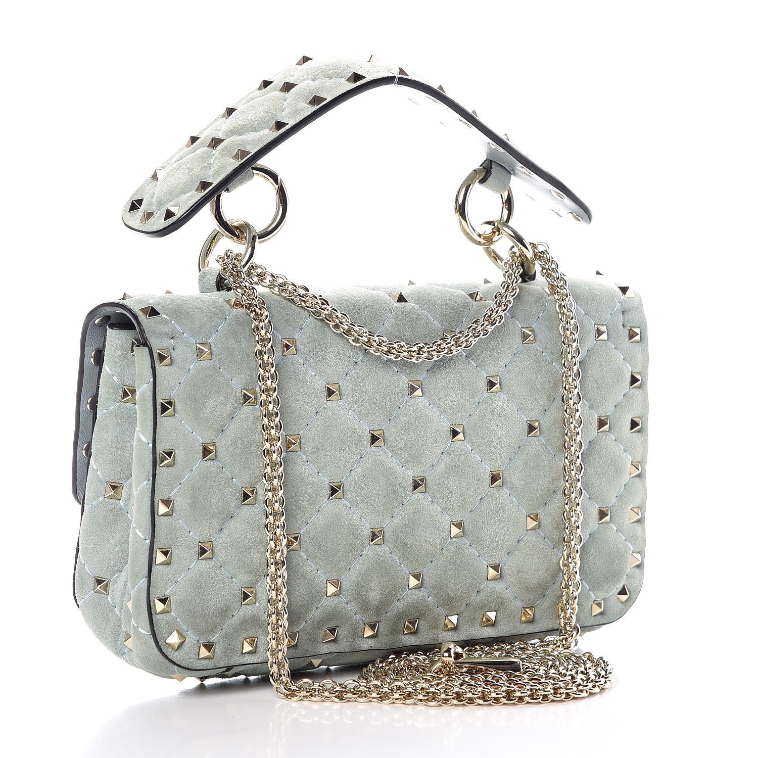 Valentino Garavani Suede Small Rockstud Spike Shoulder Bag Nube 4 of 9