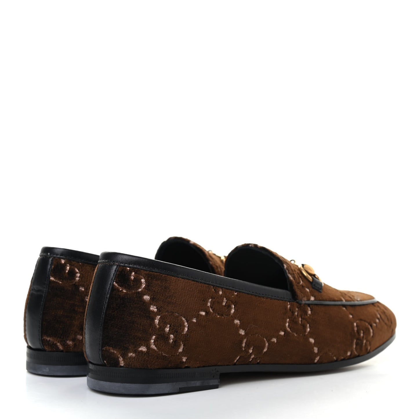 Velvet GG Monogram Horsebit Womens Jordaan Loafers 35.5 Brown Black
