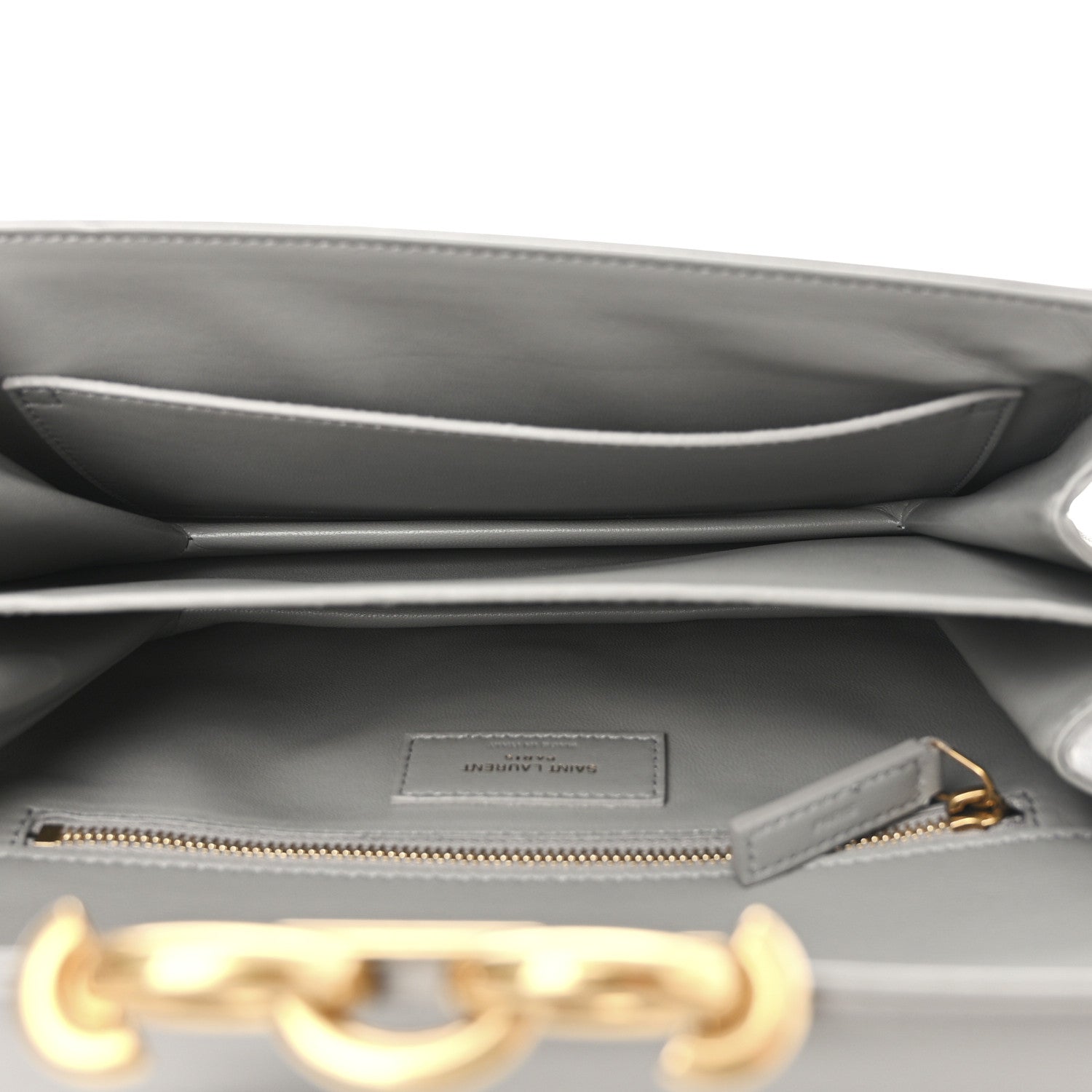 Saint Laurent Smooth Calfskin Le Maillon Satchel Grey 5 of 15