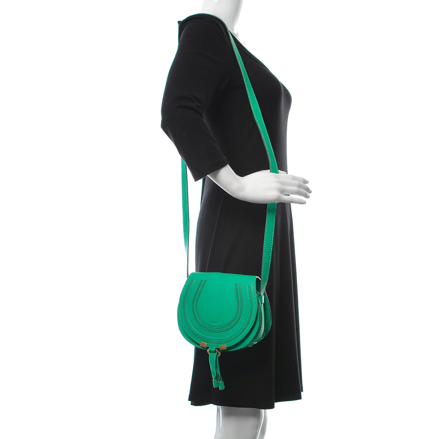 Calfskin Mini Marcie Round Crossbody Bag Jade Green