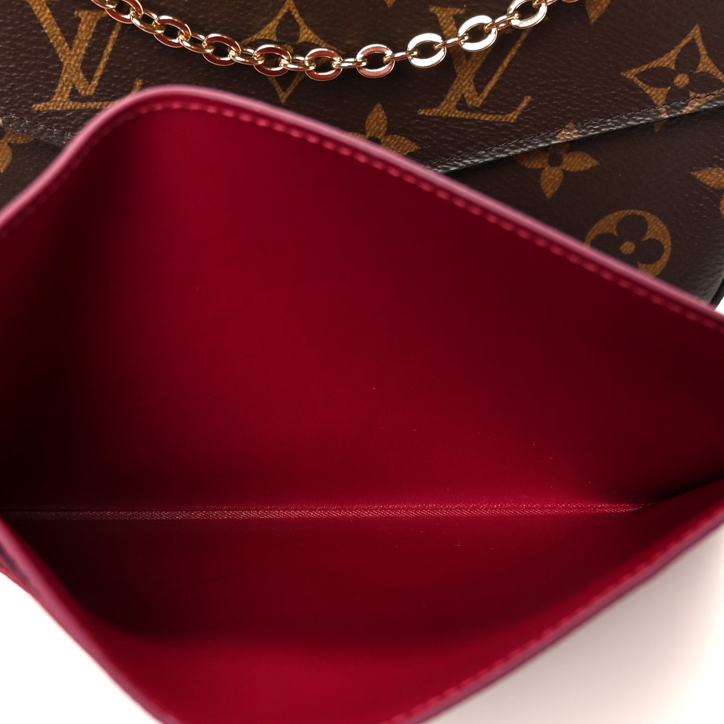 Monogram Pochette Felicie Chain Wallet Fuchsia