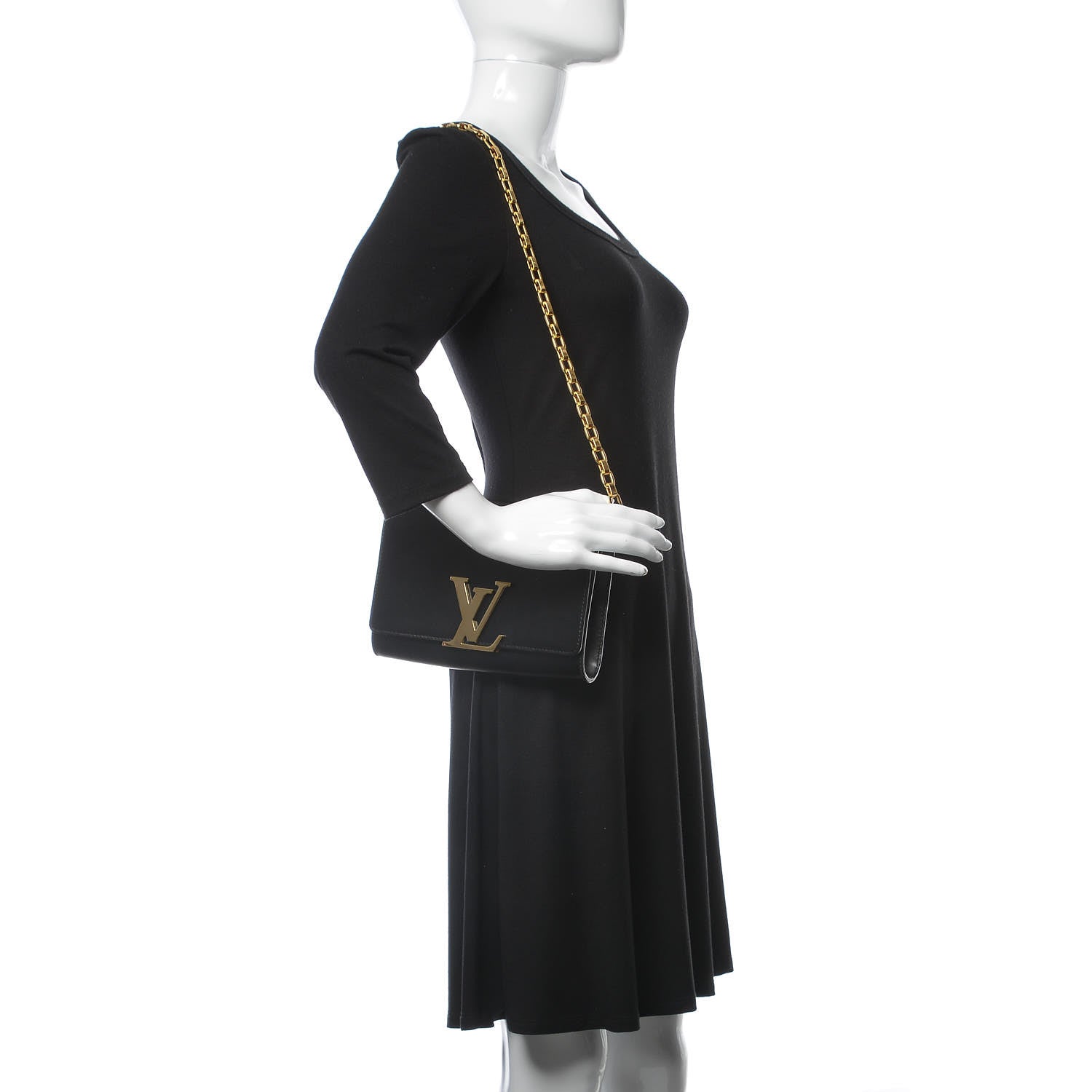 Louis Vuitton Calfskin Chain Louise GM Black 2 of 11