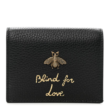 Gucci Pebbled Calfskin Animalier Card Case Black 1 of 7