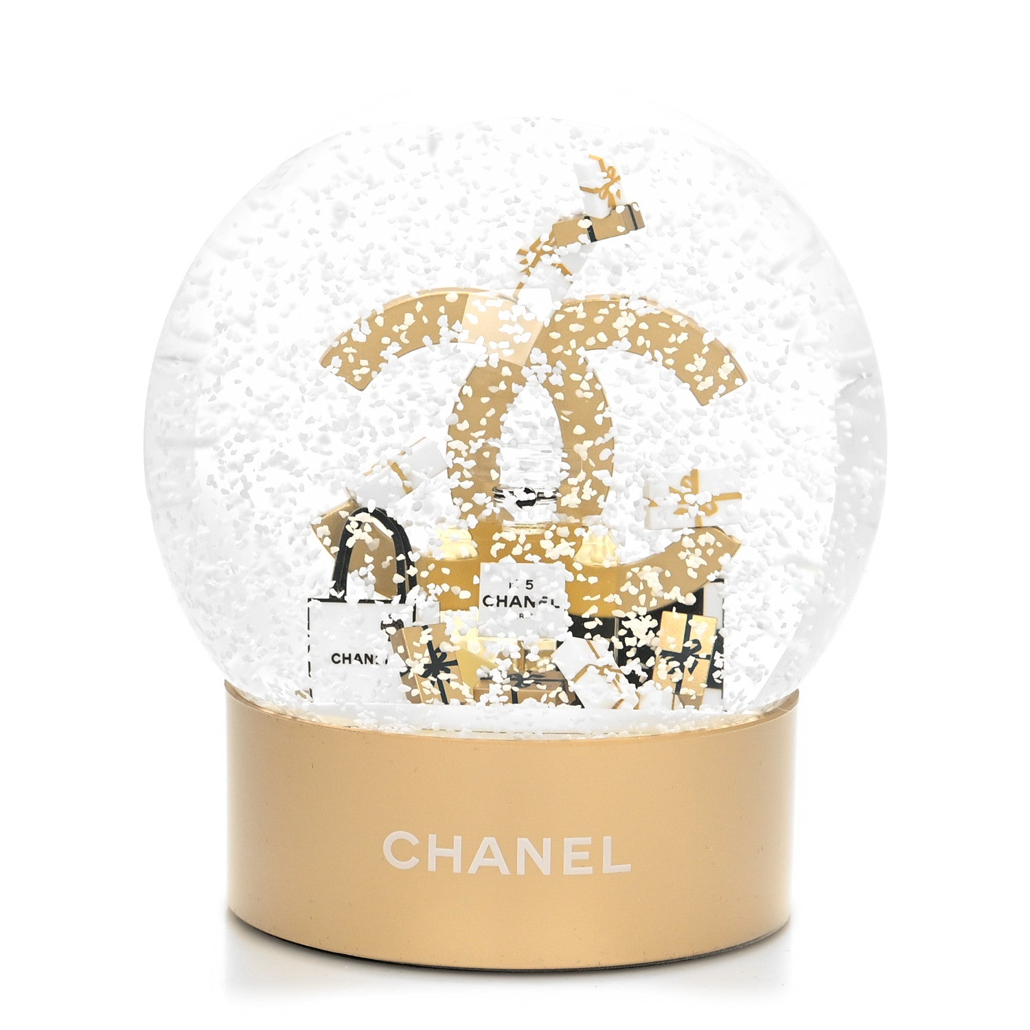 Chanel Glass CC Shopping Bag Snow Globe Gold 5 of 8
