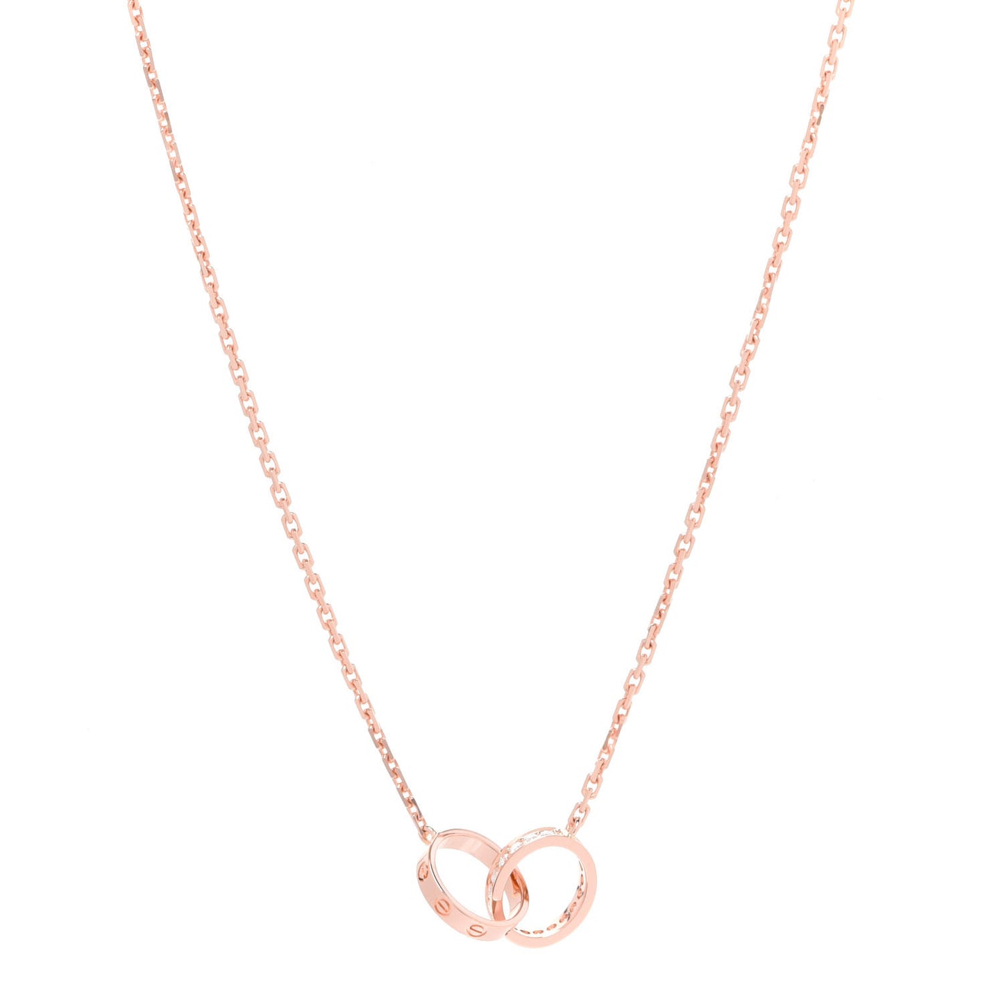 18K Pink Gold Diamond Interlocking LOVE Necklace