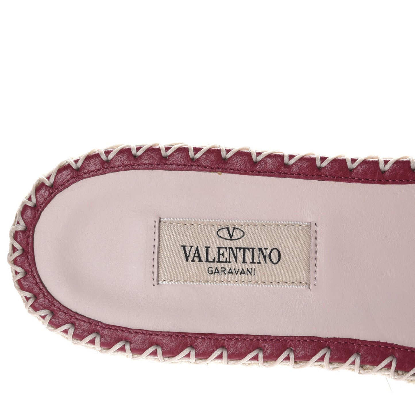 Grained Calfskin Rockstud Espadrille Flat Slide Sandals 41 Red
