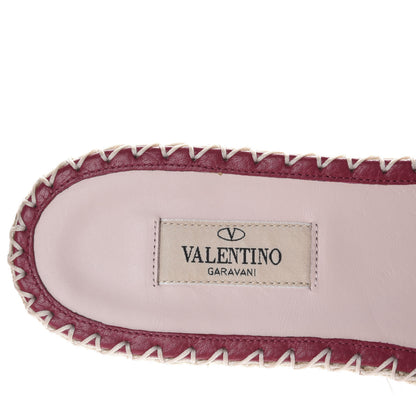 Valentino Garavani Grained Calfskin Rockstud Espadrille Flat Slide Sandals 41 Red 7 of 10