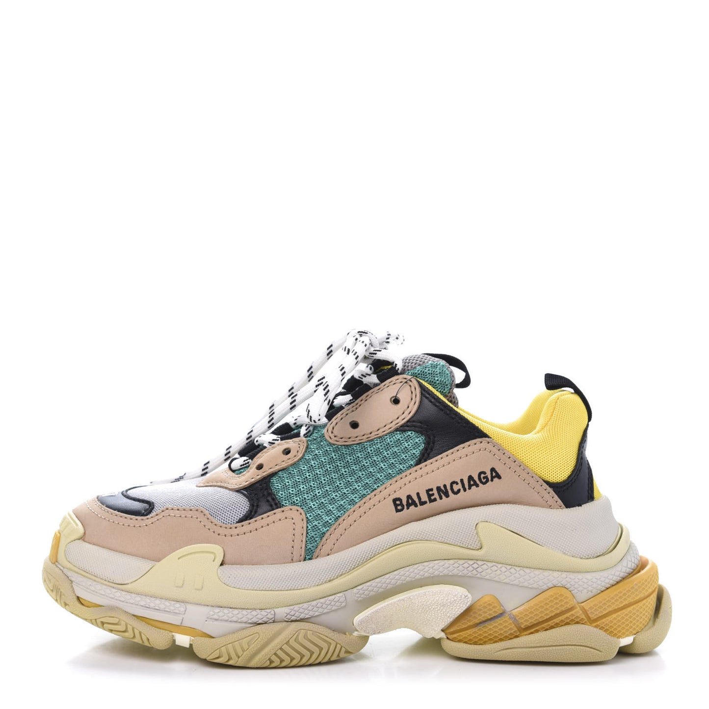 Fabric Mesh Womens Triple S Sneakers 37 Jaune Beige Vert Black Gris