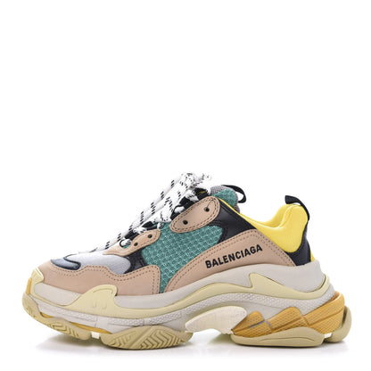 Balenciaga Fabric Mesh Womens Triple S Sneakers 37 Jaune Beige Vert Black Gris 1 of 7