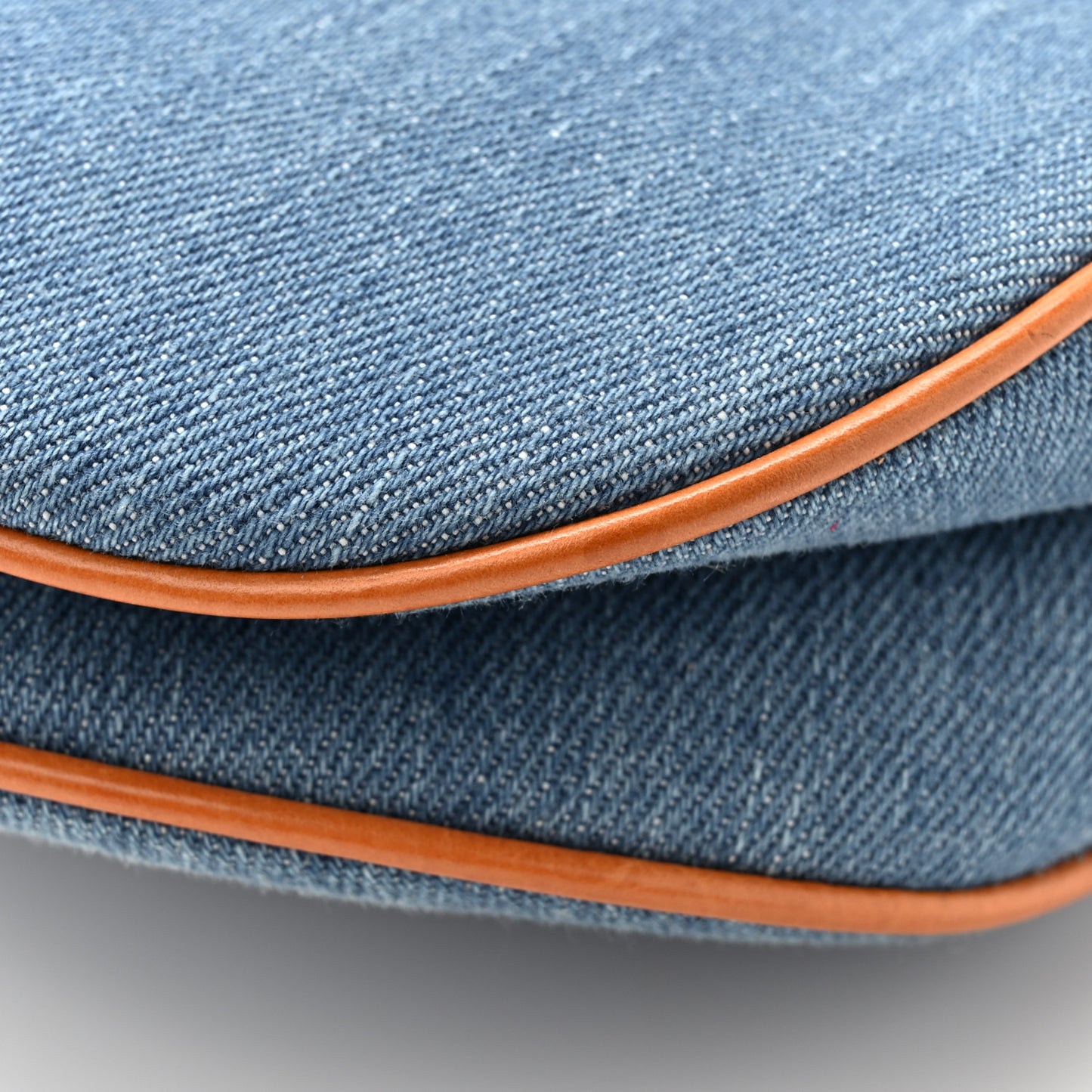 Denim Embroidered Saddle Bag Blue