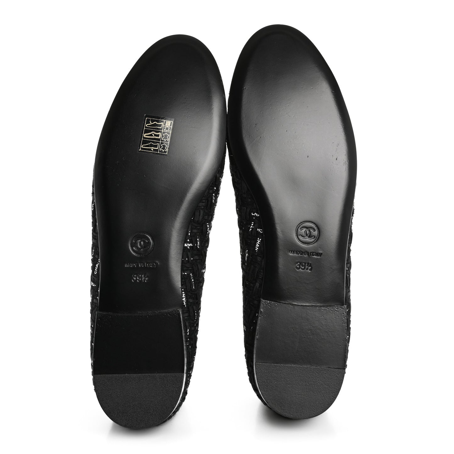 Lambskin Ribbon Tweed Cap Toe Ballet Flats 39.5 Black