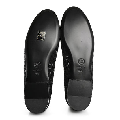 Chanel Lambskin Ribbon Tweed Cap Toe Ballet Flats 39.5 Black 6 of 9