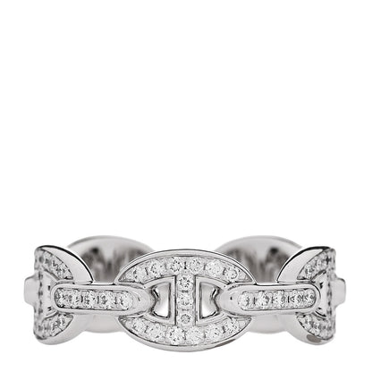 Hermes 18K White Gold Diamond PM d'Ancre Enchainee Ring 54 7 2 of 11