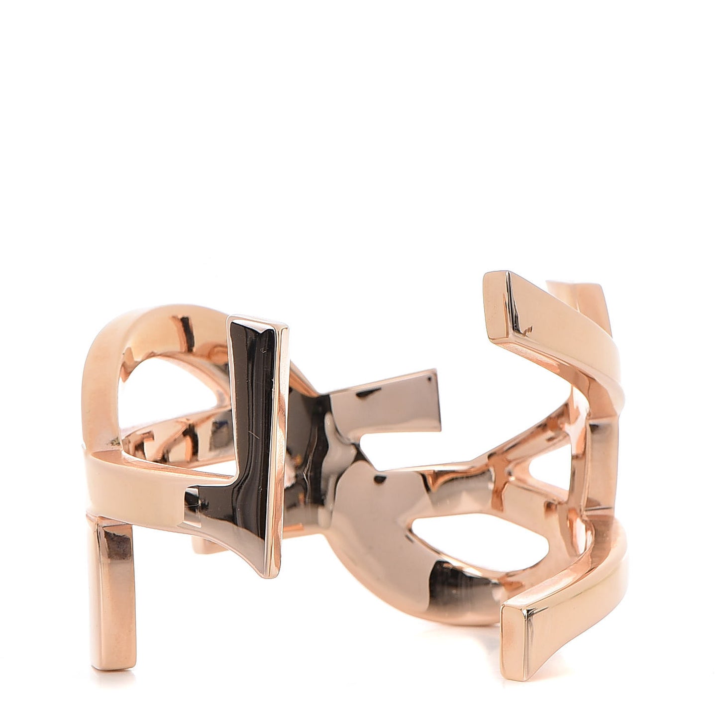 Brass Monogram Medium Cuff Bracelet Rose Gold
