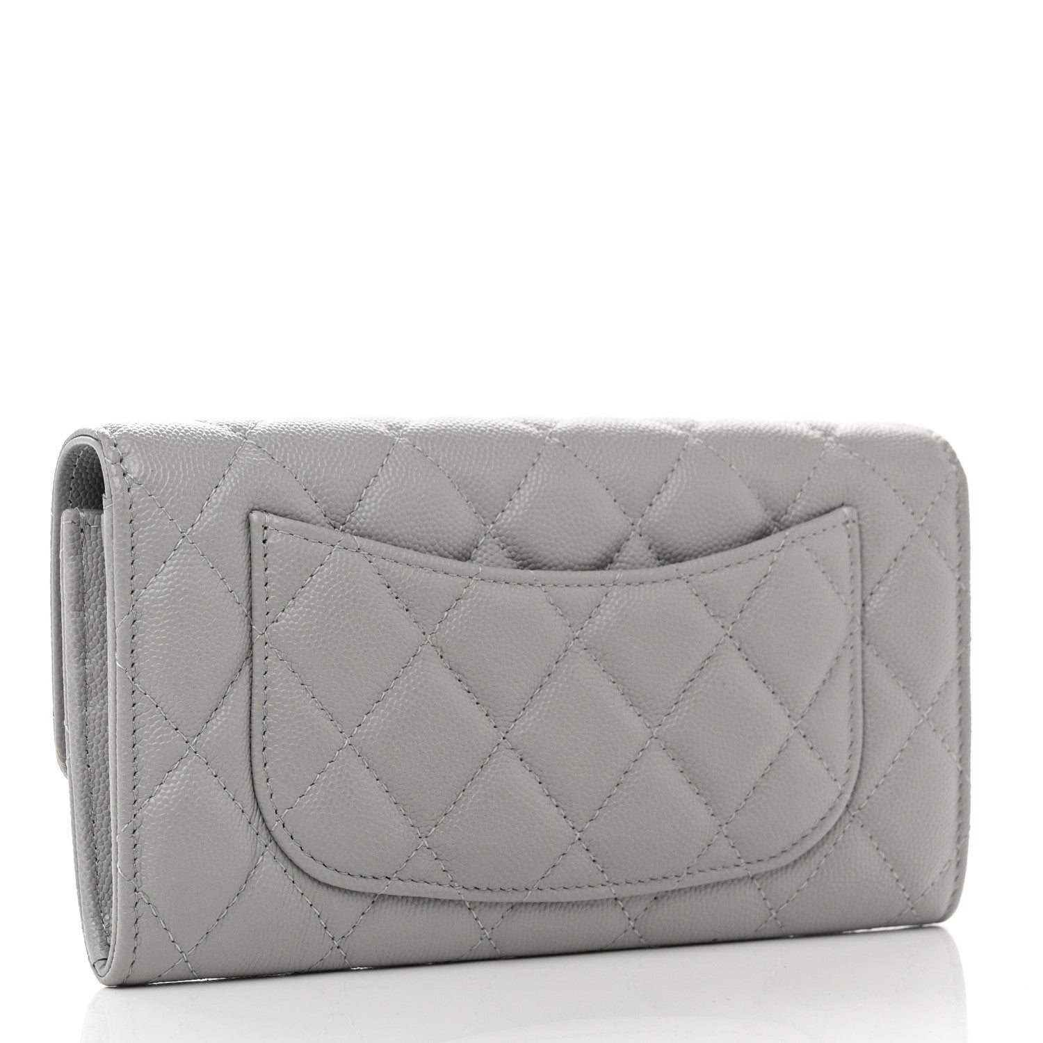 Chanel Caviar Quilted Large Gusset Flap Wallet Grey 3 of 8