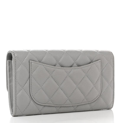 Chanel Caviar Quilted Large Gusset Flap Wallet Grey 3 of 8